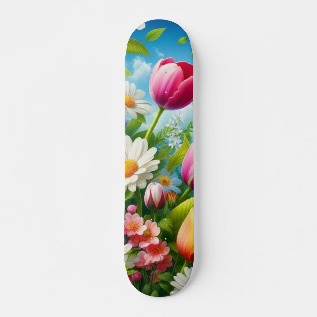 Skateboard Fleur colorée/planche à roulettes (Devant)