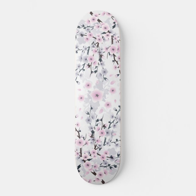 Skateboard Fleur de cerise rose pâle (Recto)