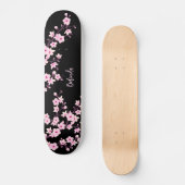 Skateboard Fleur de cerisier floral Monogramme Fille rose noi (Front)