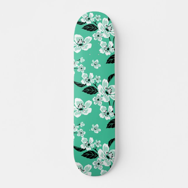 SKATEBOARD FLEUR DE CERISIER - SAKURA (MENTHE) (Devant)