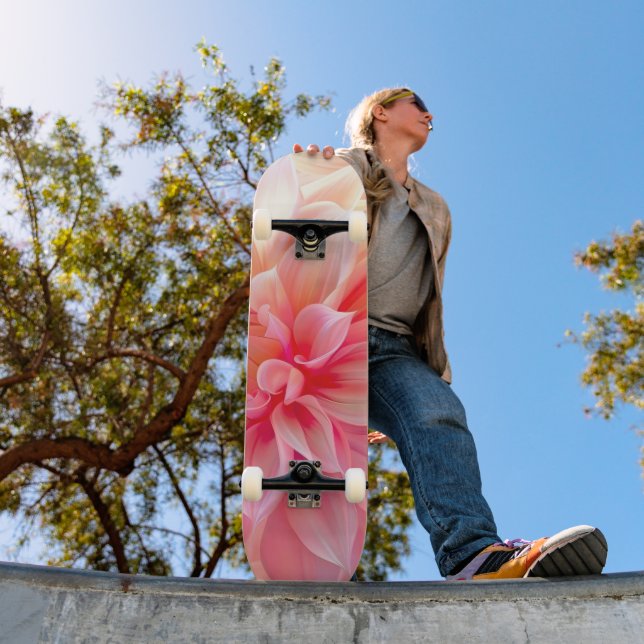 Skateboard Fleur de dahlia brune de Pêche (Extérieur 1)