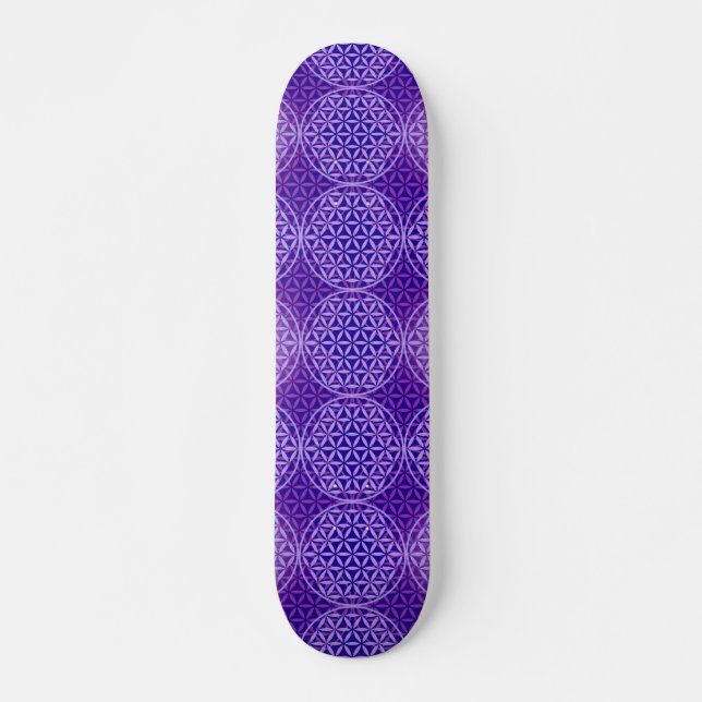 Skateboard Fleur de la vie - motif de timbre - pourpre (Devant)