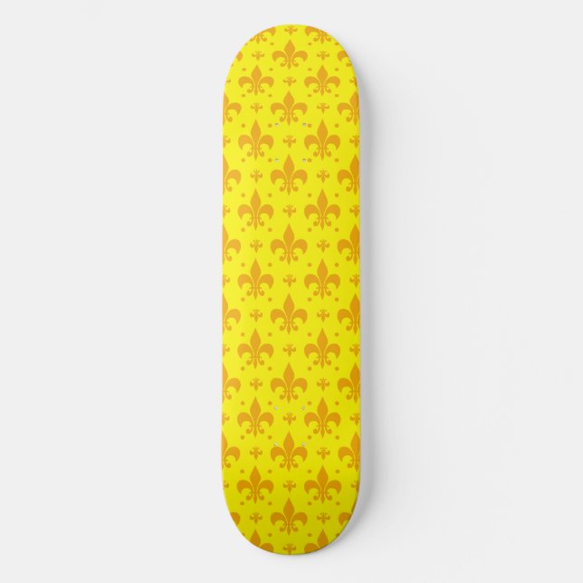 Skateboard Fleur de lis Motif jaune (Recto)