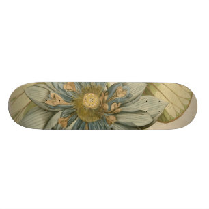 Skateboard Fleur de Lotus bleu sur l'arrière - plan bronzage