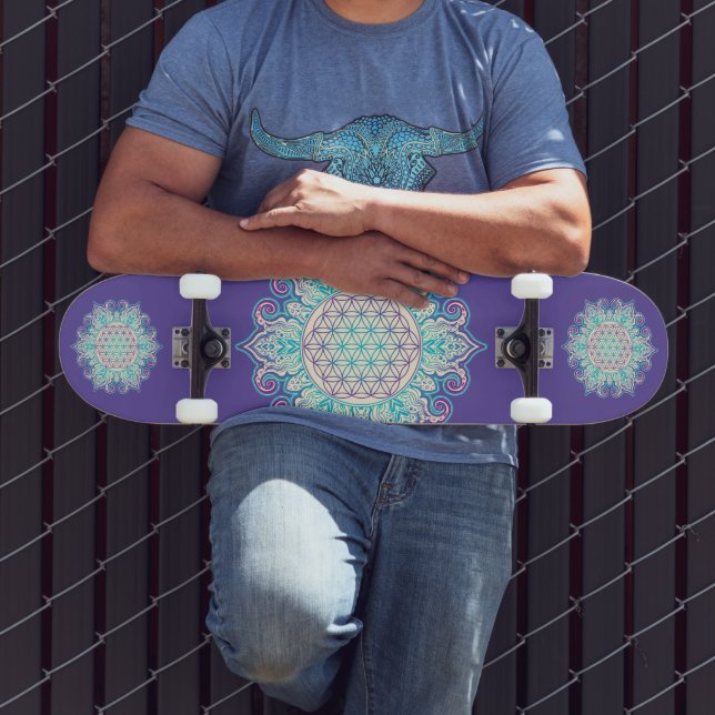 Skateboard Fleur De Vie - Indien Mandala 2 (Extérieur 3)