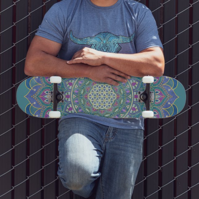 Skateboard Fleur De Vie - Mandala India Style 1 (Extérieur 3)