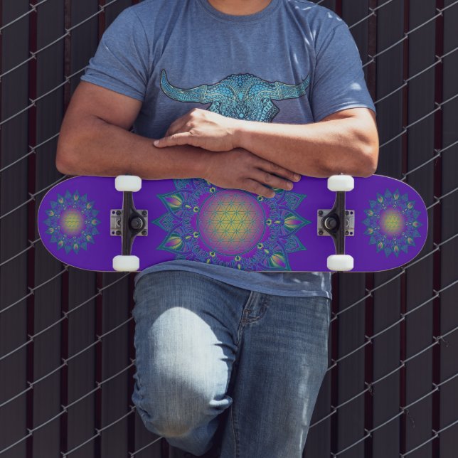 Skateboard Fleur De Vie - Mandala Indien 3 (Extérieur 3)