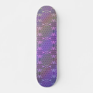 Skateboard Fleur de vie - motif de grunge de timbre 3