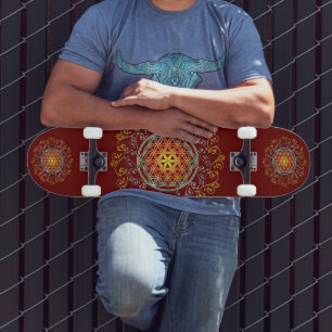 Skateboard Fleur de Vie - Ornements Vintage Mandala 1
