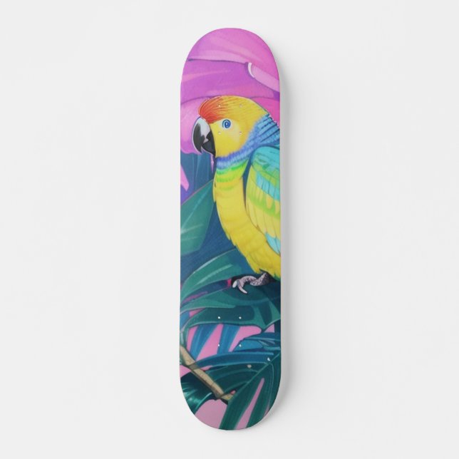 Skateboard Fleur/Hawaii/Tropical/perroquet  (Devant)