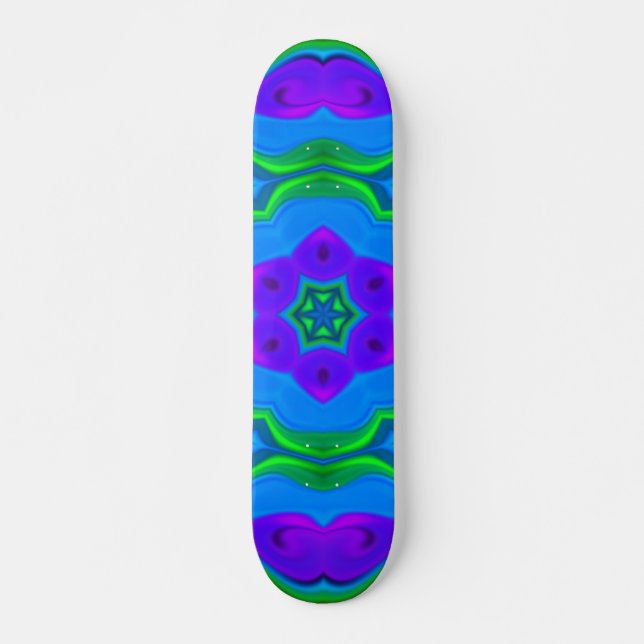 Skateboard Fleur hippie psychédélique arc-en-ciel (Devant)
