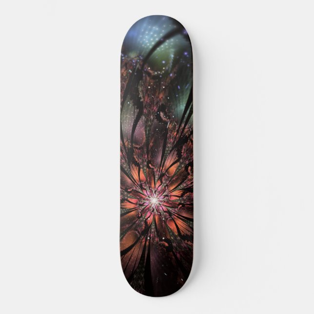 Skateboard Fleur imaginaire fractale douce et tendresse (Recto)