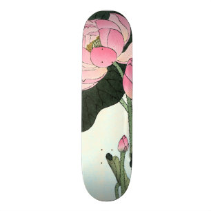 Skateboard Fleur japonaise vintage des beaux-arts Lotus