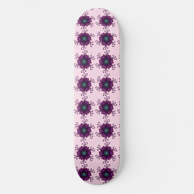 Skateboard Fleur magenta en fleurs | Fleur botanique moderne  (Recto)