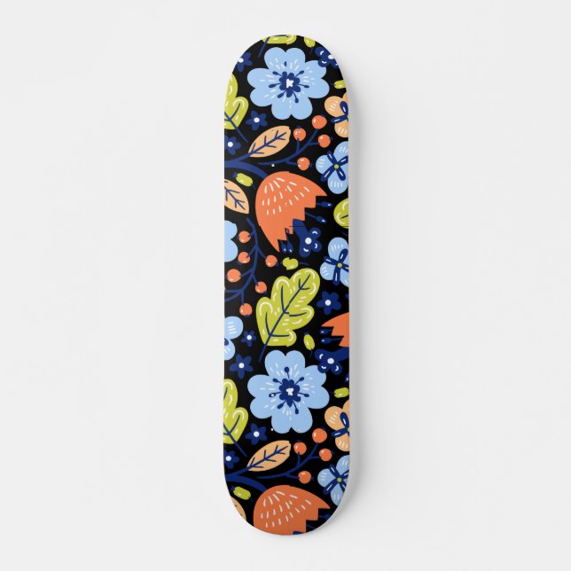 Skateboard Fleur motif coloré brillant (Devant)
