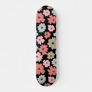 Skateboard Fleur motif coloré Vintage