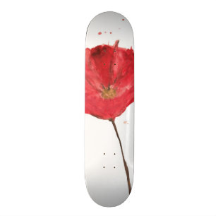 Skateboard Fleur peinte 2 de pavot d'aquarelle