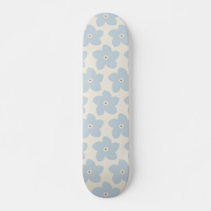 Skateboard Fleur Rétro Bleu Clair Et Crème