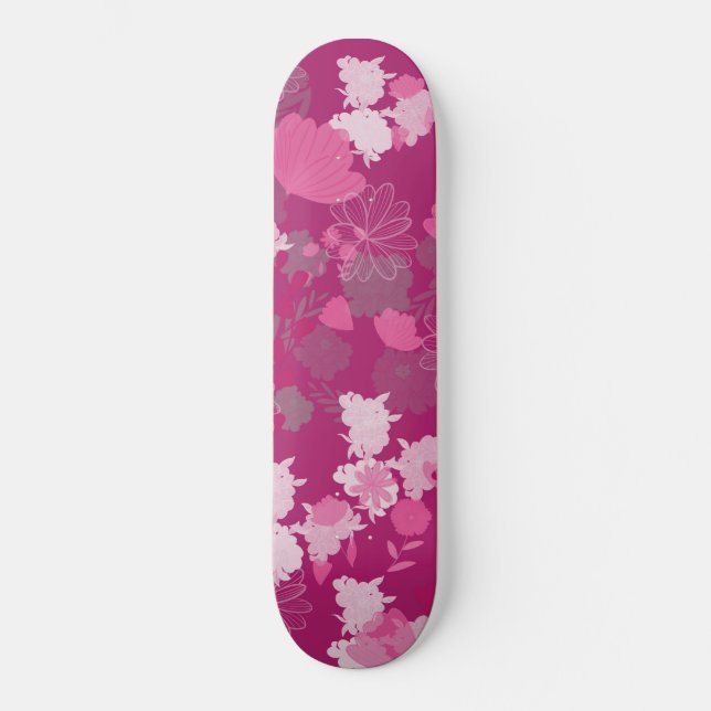 Skateboard fleur rose (Recto)
