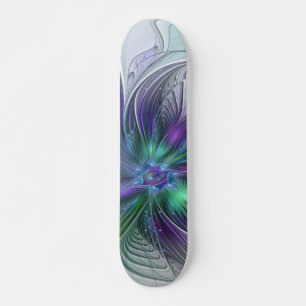 Skateboard Fleur verte abstraite moderne fractale violette