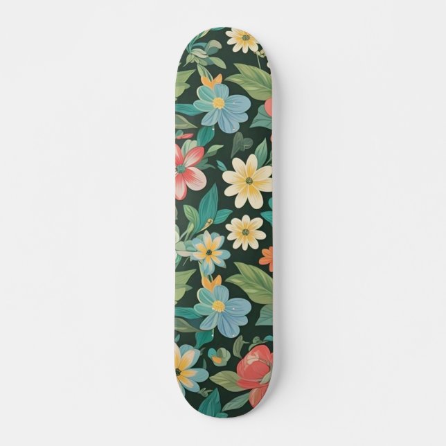 Skateboard Fleuris/ Printemps Colorés  (Devant)