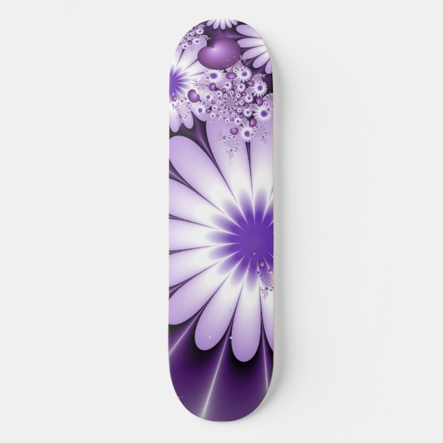 Skateboard Fleurs abstraites et cœurs fractals de l'amour nai (Recto)