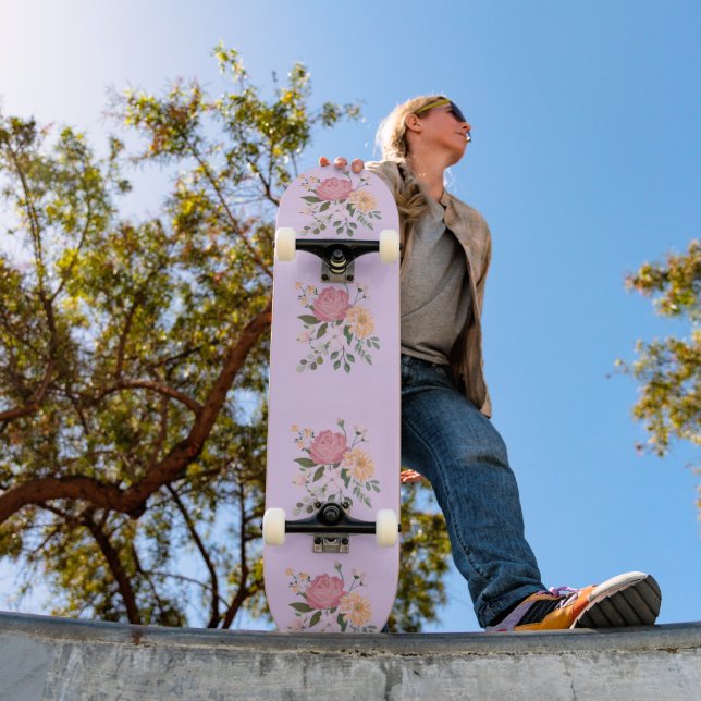 Skateboard Fleurs aquarelle (Extérieur 1)