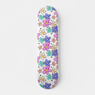 Skateboard fleurs arc-en-ciel colorées lumineuses abeilles bo