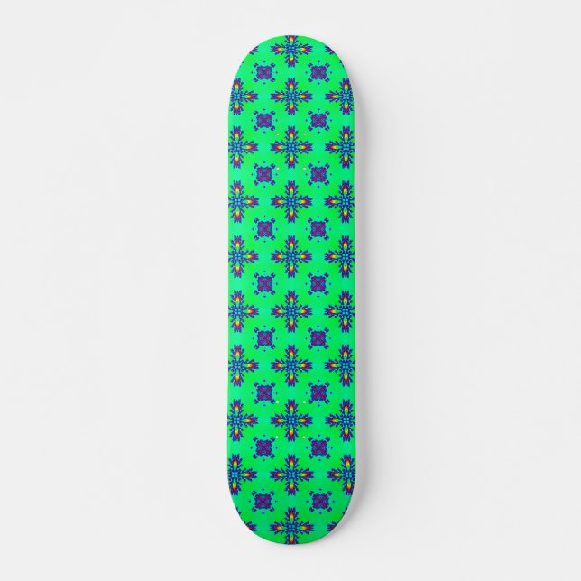 Skateboard Fleurs Artdeco dans le style rétro (Devant)