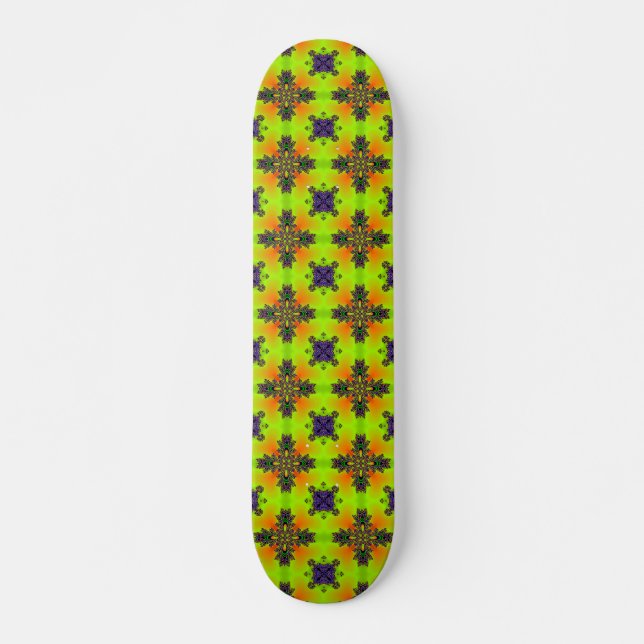 Skateboard Fleurs Artdeco dans le style rétro (Devant)