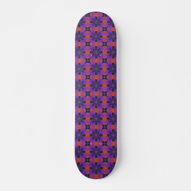 Skateboard Fleurs Artdeco dans le style rétro (Devant)