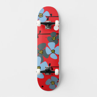 Skateboard Fleurs bleues