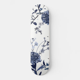 Skateboard Fleurs bleues