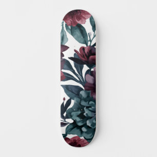 Skateboard Fleurs Botaniques Aquarelles Maussades Floral