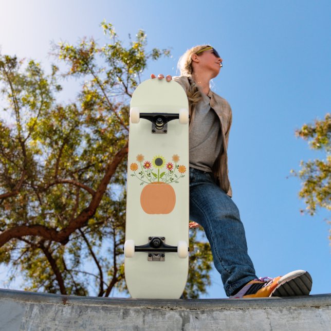 Skateboard Fleurs d'action de grâce en Citrouille (Extérieur 1)