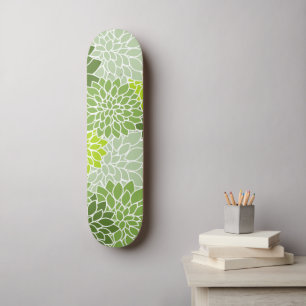 Skateboard Fleurs Dahlia, Motif De Fleurs, Dahlia Verte