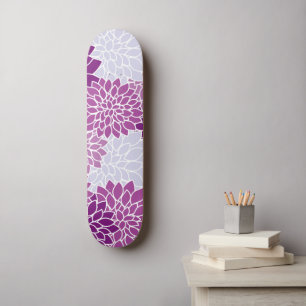 Skateboard Fleurs Dahlia, Motif De Fleurs, Dahlia Violet