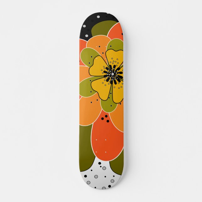 Skateboard Fleurs d'automne, automne, fleur, illustration (Devant)