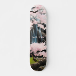 Skateboard Fleurs de cerisiers et cascade Monogramme