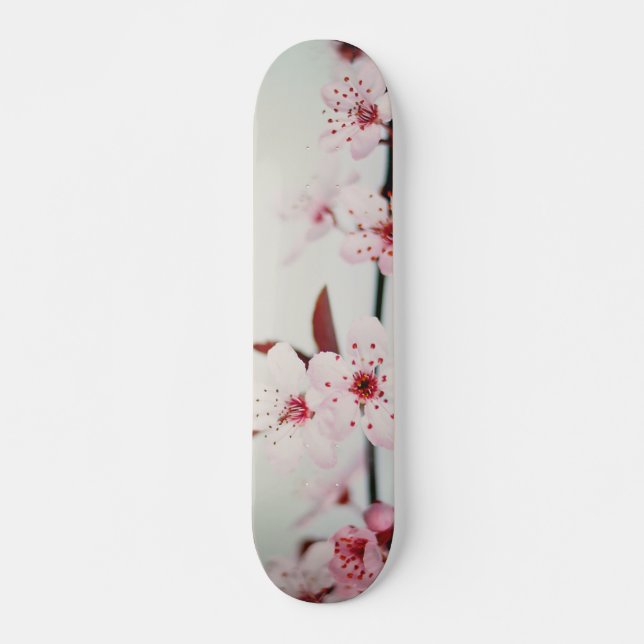 Skateboard Fleurs de cerisiers roses vintages (Devant)
