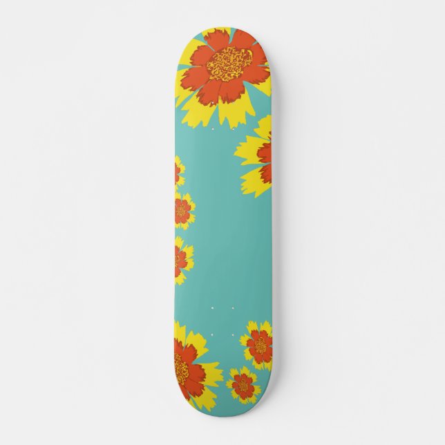 Skateboard Fleurs de coréopsis jaune et orange (Devant)