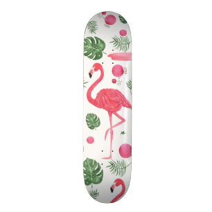 Skateboard Fleurs de flamant roses mignonnes élégantes