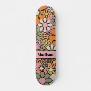 Skateboard Fleurs de jardin rétro Groovy années 60 70 Fleur N