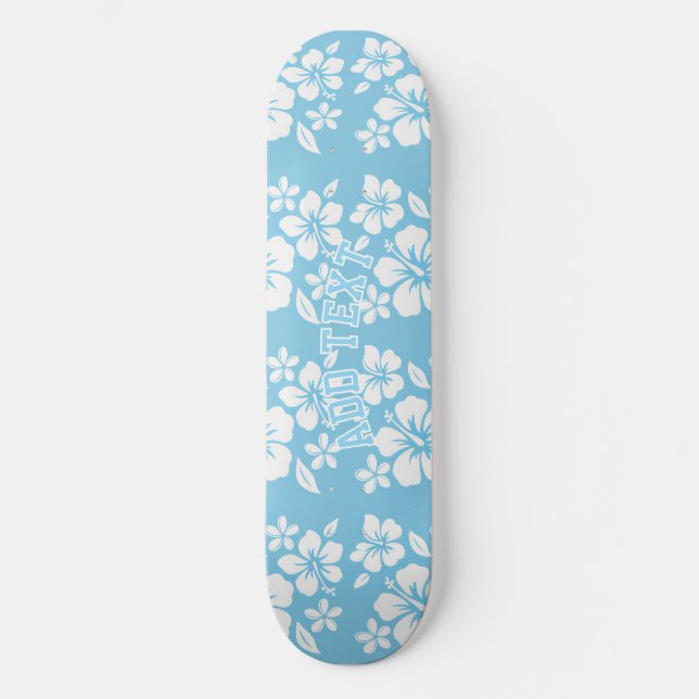 Skateboard Fleurs de plage bleu tropical (Recto)