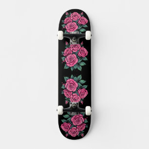 Skateboard Fleurs de rose rose