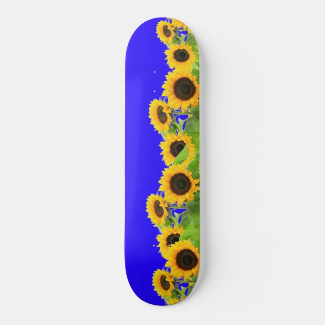 Skateboard Fleurs de soleil - Liberté Ukraine Paix drapeau uk (Recto)
