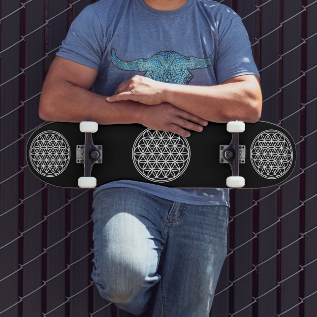 Skateboard FLEURS DE VIE - Symbole de géométrie sacrée plan 2 (Extérieur 3)