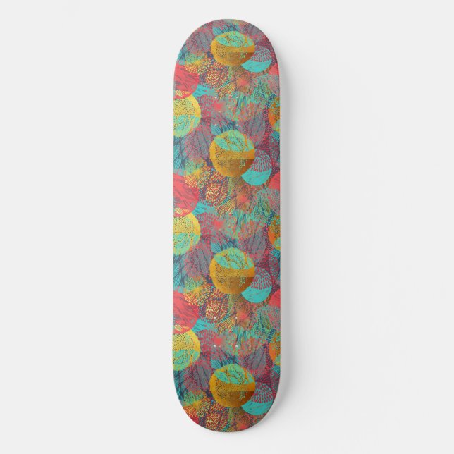 Skateboard Fleurs Dorées Éthérées - Harmonie Florale Transpar (Recto)