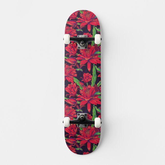 Skateboard Fleurs et colibris (Recto)