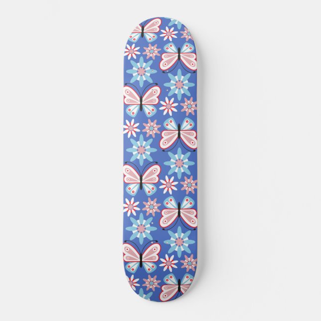 Skateboard Fleurs et papillons (Recto)